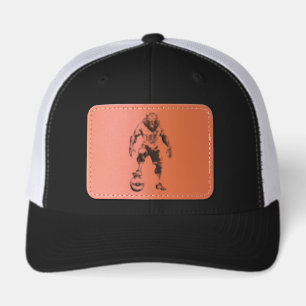 Werewolf Soccer Player Halloween Horror Art Leather Patch Hat