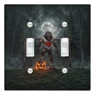 Werewolf Soccer Player Halloween Horror Art Light Switch Cover