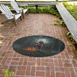 Werewolf Soccer Player Halloween Horror Art Outdoor Rug