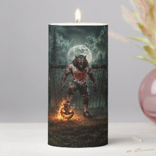 Werewolf Soccer Player Halloween Horror Art Pillar Candle