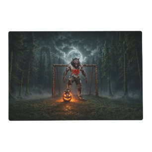 Werewolf Soccer Player Halloween Horror Art Placemat