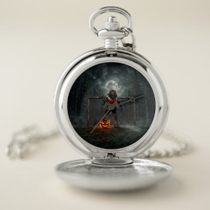 Werewolf Soccer Player Halloween Horror Art Pocket Watch