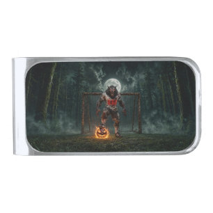 Werewolf Soccer Player Halloween Horror Art Silver Finish Money Clip