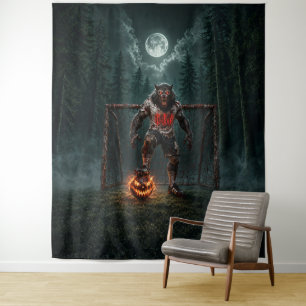 Werewolf Soccer Player Halloween Horror Art Tapestry