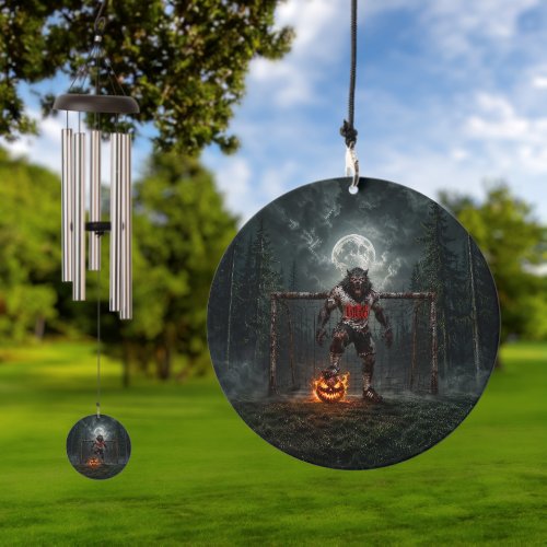 Werewolf Soccer Player Halloween Horror Art Wind Chime