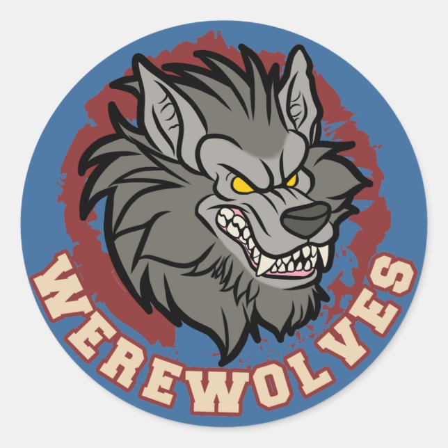 Werewolf team classic round sticker (Front)