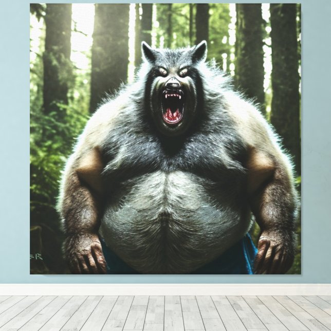 Werewolf Who Ate The Whole Village canvas print (Insitu(Wood Floor))