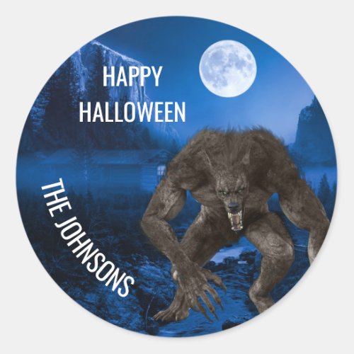 Werewolf Wolf Halloween Full Moon  Classic Round Sticker