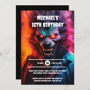 Werewolf wolf man halloween costume party adults invitation