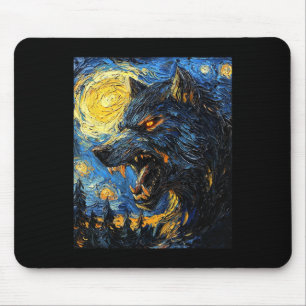 Werewolf Wolf Wolves - Van Gogh Style – Starry Nig Mouse Pad