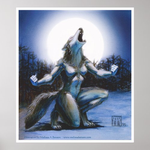 Werewolf Woman and Full Moon Poster