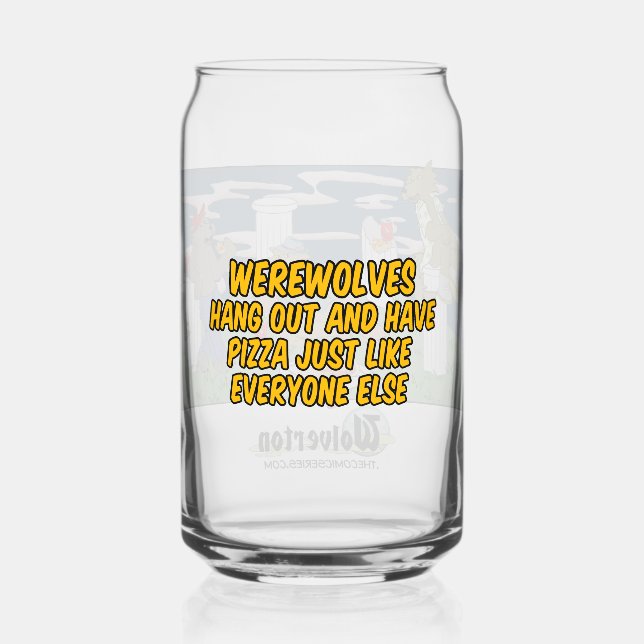 Werewolves Havinf Pizza Glass (Back)