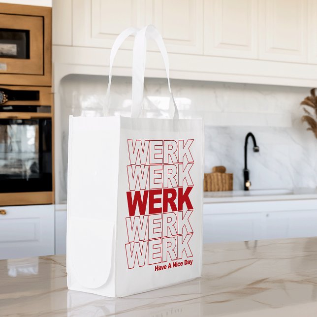 WERK Cute Red Typography Reusable Grocery Bag (Creator Uploaded)