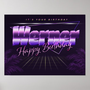 Wernames First Name purple retro poster Birthday