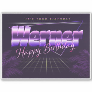 Werner first name purple retro sticker birthday