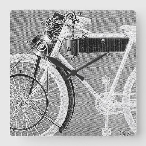 Werner Motorcycle 1898 Square Wall Clock