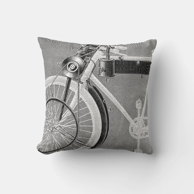 Werner Motorcycle, 1898 Throw Pillow (Front)