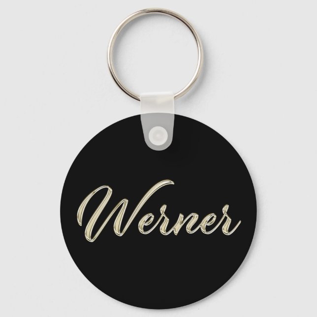 Werner Name whitegold Button Schlüsselanhänger Keychain (Front)