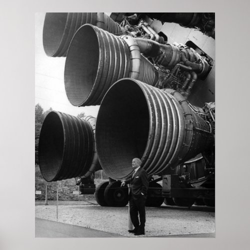 Werner von Bran and the Saturn V rocket Poster