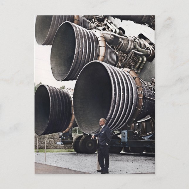Wernher von Braun and Saturn V Postcard (Front)