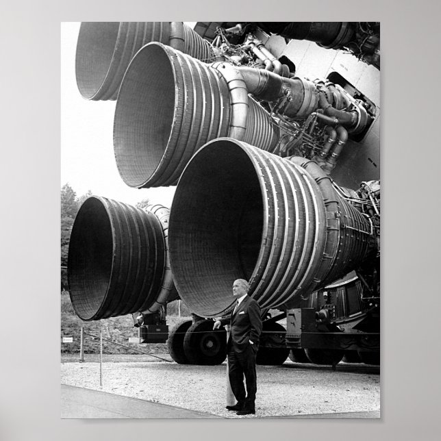 Wernher von Braun With F-1 Engines Poster (Front)