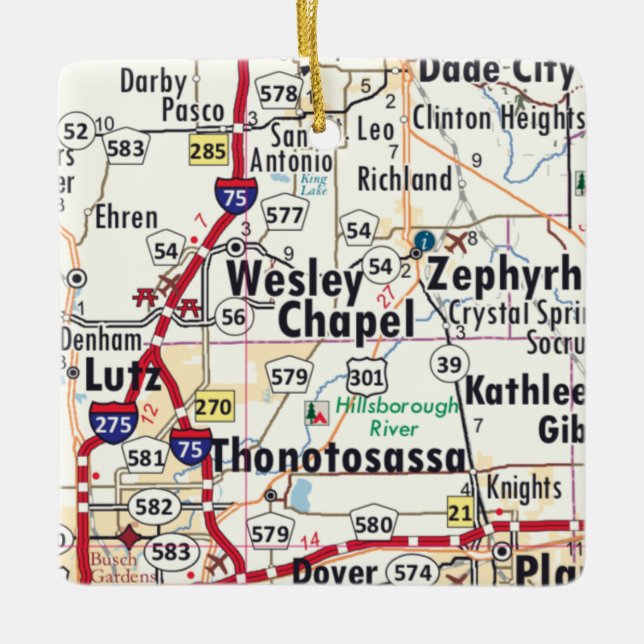 Wesley Chapel Florida  Map Ceramic Ornament (Front)