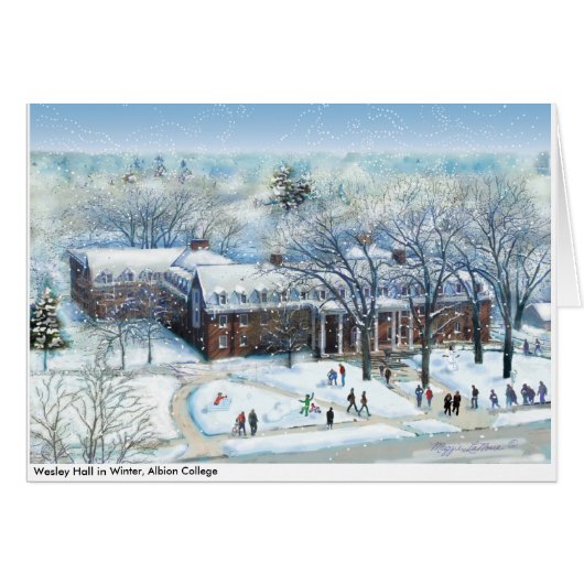 Wesley Hall in Winter, Albion College Note Cards (Front Horizontal)