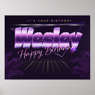 Wesley Name First name lila retro Poster Birthday