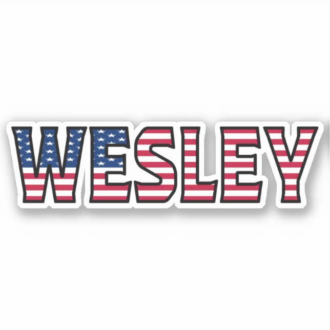 Wesley Name First Name USA Sticker Sticker Set (Front)