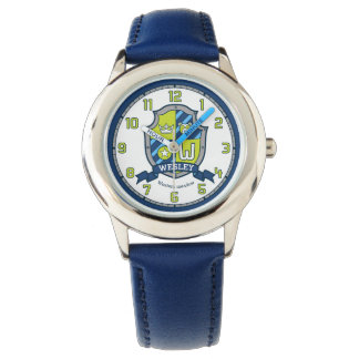 Wesley name meaning letter W crest bear blue Watch