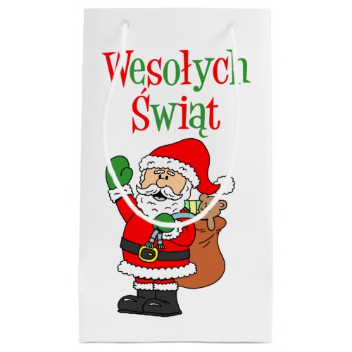 Wesolych Swiat And Santa Polish Christmas Small Gi Small Gift Bag