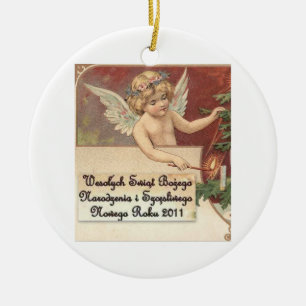 WESOLYCH SWIAT BOZEGO NARODZENIA MERRY CHRISTMAS CERAMIC ORNAMENT