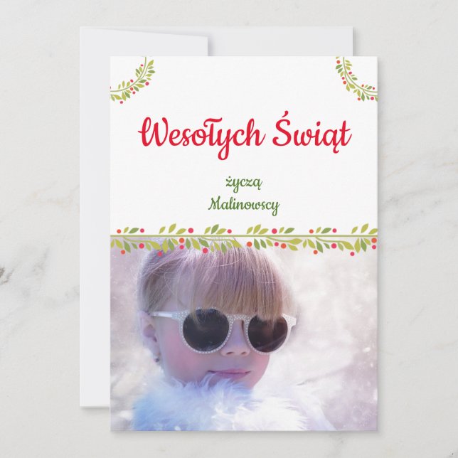 Wesołych Świąt kartka po polsku Polish Christmas Holiday Card (Front)