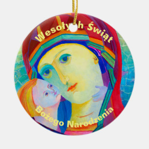 Wesołych Świąt Merry Christmas Gift Polish Ceramic Ornament