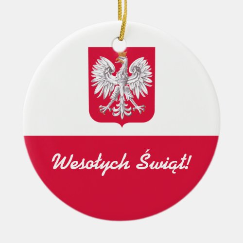 Wesołych Świąt Merry Christmas in Polish Ceramic Ornament