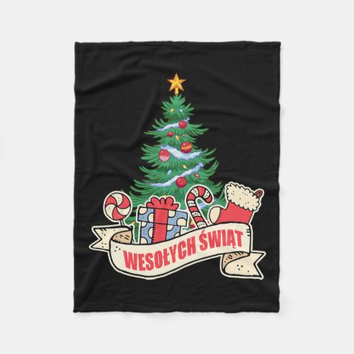 Wesolych Swiat Merry Christmas In Polish  Fleece Blanket