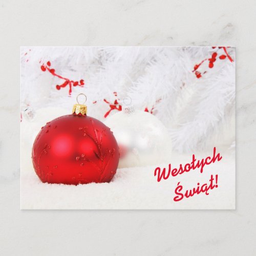 Wesołych Świąt Merry Christmas in Polish Holiday Postcard