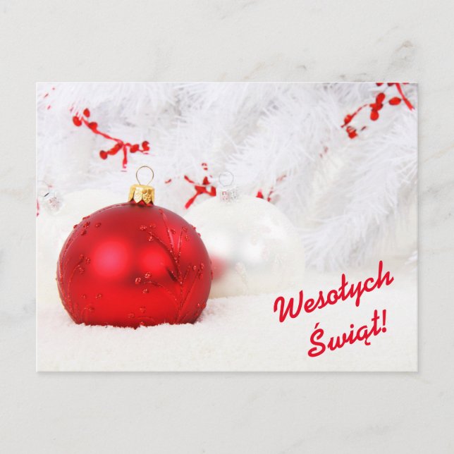 Wesołych Świąt Merry Christmas in Polish Holiday Postcard (Front)