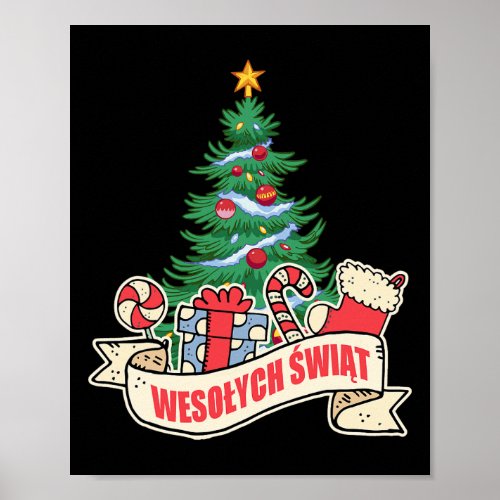 Wesolych Swiat Merry Christmas In Polish  Poster