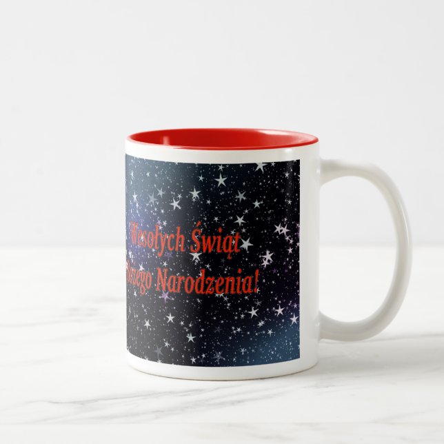 Wesołych Świąt ...! Merry Christmas in Polish rf Two-Tone Coffee Mug (Right)