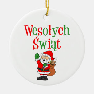 Wesolych Swiat Polish Christmas Ceramic Ornament