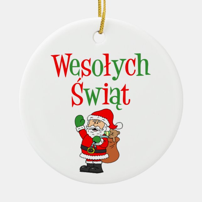 Wesolych Swiat Polish Christmas Ceramic Ornament (Front)