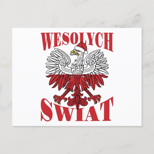 Wesolych Swiat Polish Christmas Eagle Santa Hat Postcard