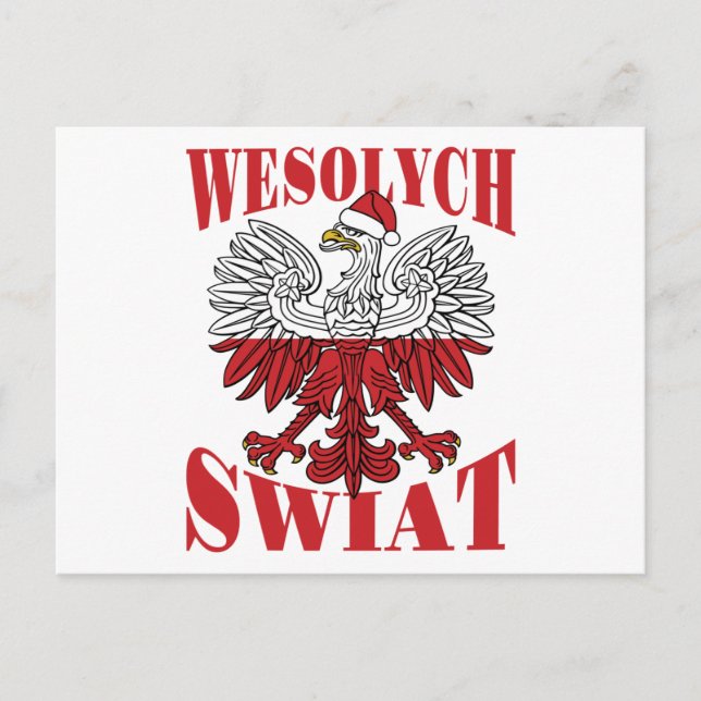 Wesolych Swiat Polish Christmas Eagle Santa Hat Postcard (Front)