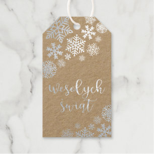 Wesołych świąt, Polish Merry Christmas Elegant Foil Gift Tags