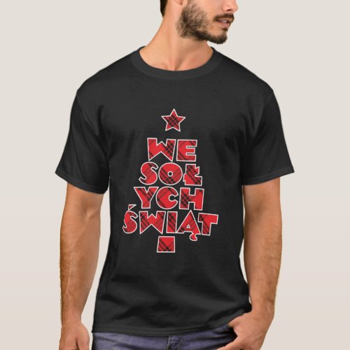 Wesolych Swiat Polish Merry Christmas Red Plaid Xm T_Shirt