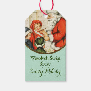 Wesołych Świąt Polish Merry Christmas Santa Kids Gift Tags
