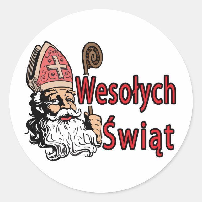 Wesolych Swiat St. Nicholas Classic Round Sticker (Front)