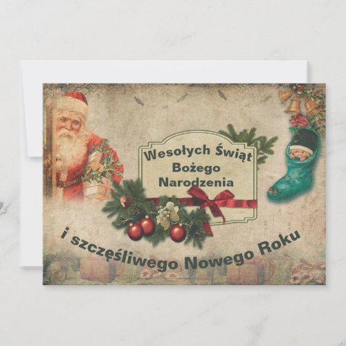 Wesołych świąt Vintage Christmas Card in Polish
