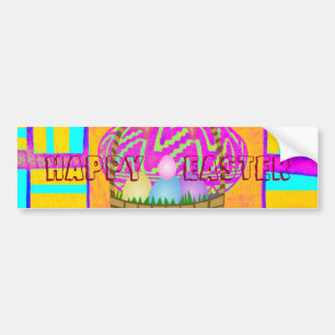 West African Inspired Easter Basket & Eggs Art Bumper Sticker